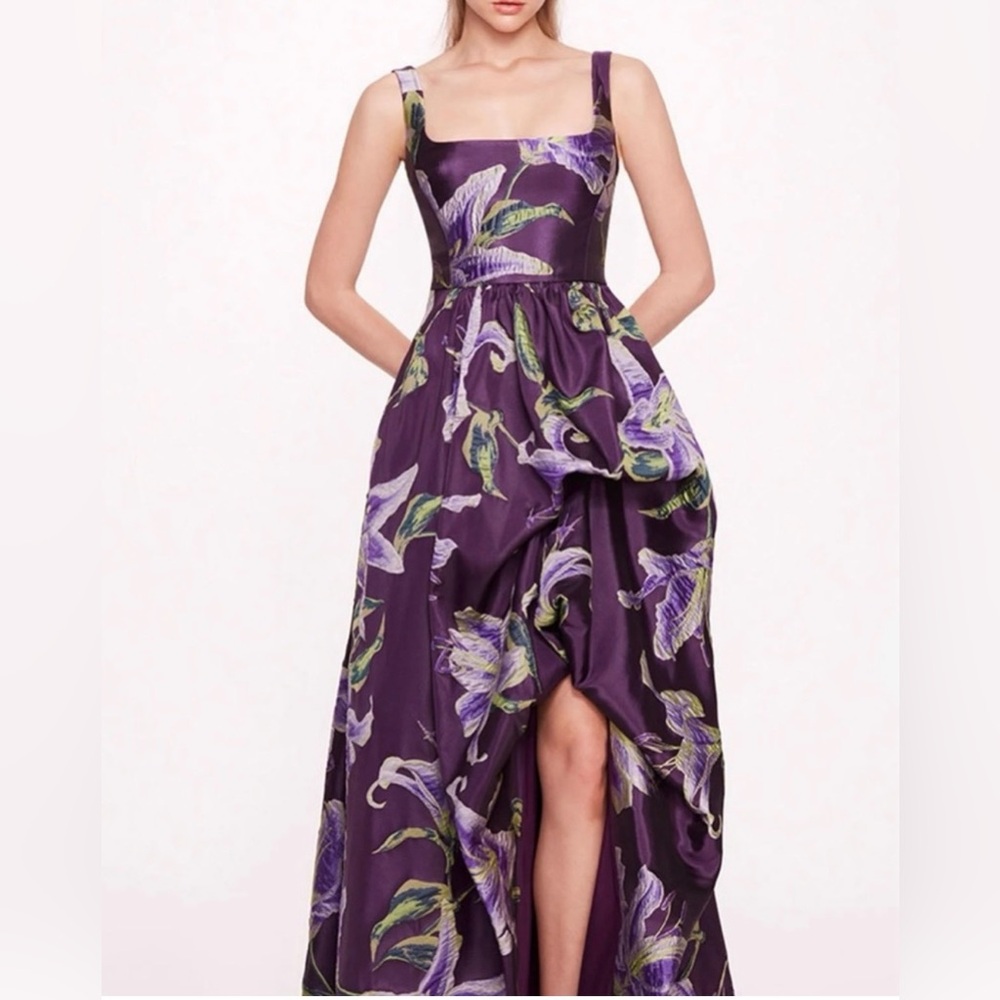 Chic Purple Floral High Low Gown
